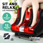 Livemor Foot Massager Massagers Shiatsu Electric Roller Ankle Calf Leg Kneading Red - Image 3