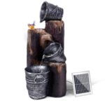 Gardeon Solar Water Feature Cascading Fountain 3-Tier Bucket LED light Bird 76CM - Image 8