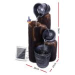 Gardeon Solar Water Feature Cascading Fountain 3-Tier Bucket LED light Bird 76CM - Image 2