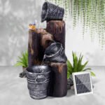 Gardeon Solar Water Feature Cascading Fountain 3-Tier Bucket LED light Bird 76CM - Image 7