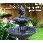 Gardeon Solar Water Feature 3-Tier Fountain with Pump Kit Bird Bath 93CM Black - Image 4