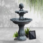 Gardeon Solar Water Feature 3-Tier Fountain with Pump Kit Bird Bath 93CM Black - Image 7