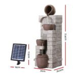 Gardeon Solar Fountain Water Feature  Pot Outdoor Indoor 4-Tier Cascading Brown - Image 2