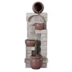 Gardeon Solar Fountain Water Feature  Pot Outdoor Indoor 4-Tier Cascading Brown - Image 3