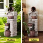 Gardeon Solar Fountain Water Feature  Pot Outdoor Indoor 4-Tier Cascading Brown - Image 4