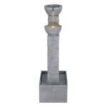 Gardeon Solar Fountain Water Feature Outdoor Fountain Indoor 3-Tier Cascading Grey - Image 4