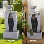 Gardeon Solar Fountain Water Feature Outdoor Fountain Indoor 3-Tier Cascading Grey - Image 5