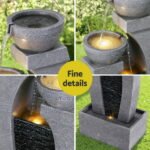 Gardeon Solar Fountain Water Feature Outdoor Fountain Indoor 3-Tier Cascading Grey - Image 7