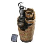 Gardeon Solar Fountain Water Feature Outdoor Cascading Hand Pump Design 80CM - Image 7