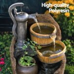 Gardeon Solar Fountain Water Feature Outdoor Cascading Hand Pump Design 80CM - Image 6