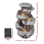 Gardeon Solar Fountain Water Feature Outdoor Indoor 4-Tier Brown - Image 2