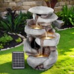 Gardeon Solar Fountain Water Feature Outdoor Indoor 4-Tier Brown - Image 7