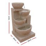 Gardeon Solar Water Feature Cascading Fountain 4-Tier Bowl LED Lights 72CM Sand - Image 2
