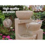 Gardeon Solar Water Feature Cascading Fountain 4-Tier Bowl LED Lights 72CM Sand - Image 3