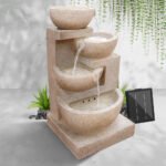 Gardeon Solar Water Feature Cascading Fountain 4-Tier Bowl LED Lights 72CM Sand - Image 7