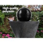Gardeon Solar Water Feature Twisted Fountain LED Light Bird Bath 85CM Black - Image 3