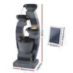 Gardeon Solar Fountain Water Feature Outdoor Fountain Indoor 4-Tier Bowl Cascading Grey - Image 2