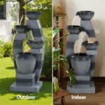 Gardeon Solar Fountain Water Feature Outdoor Fountain Indoor 4-Tier Bowl Cascading Grey - Image 5
