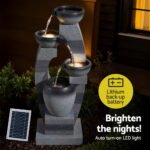 Gardeon Solar Fountain Water Feature Outdoor Fountain Indoor 4-Tier Bowl Cascading Grey - Image 6