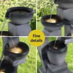 Gardeon Solar Fountain Water Feature Outdoor Fountain Indoor 4-Tier Bowl Cascading Grey - Image 7