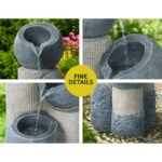 Gardeon Solar Water Feature Cascading Fountain 3-Tier Pot LED Lights 76CM Grey - Image 5