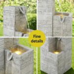 Gardeon Solar Fountain Water Feature Outdoor Indoor 4-Tier Square Cascading Beige - Image 7