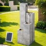 Gardeon Solar Fountain Water Feature Outdoor Indoor 4-Tier Square Cascading Beige - Image 8