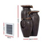 Gardeon Solar Fountain Water Fountain Feature Cascading Fountain LED Lights 76CM Grey - Image 2