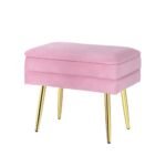 Artiss Ottoman Storage Foot Stool Vanity Velvet Pink - Image 5
