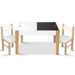 Keezi 3PCS Kids Table and Chairs Set Storage Toys Play Activity Desk Chalkboard - Image 8