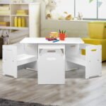 Keezi 3PCS Kids Table and Chairs Set Storage Toys Play Activity Desk - Image 7
