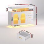 Artiss Buffet Sideboard Cabinet LED Clear Door Kitchen Storage Drawers White - Image 3