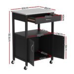 Artiss Kitchen Island Trolley Rolling Serving Cart Storage Drawer Cupboard 60cm - Image 3