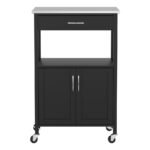 Artiss Kitchen Island Trolley Rolling Serving Cart Storage Drawer Cupboard 60cm - Image 4