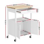 Artiss Kitchen Island Trolley Rolling Serving Cart Storage Drawer Cupboard 60cm - Image 3