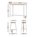 Artiss Bar Table and Stools Set Dining Desk Solid Wood Kitchen Chairs Cafe Pub - Image 2