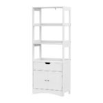 Artiss Bathroom Floor Storage Cabinet with 2 Drawers 3 Open Shelves 2 Doors White - Image 3
