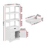 Artiss Bathroom Floor Storage Cabinet with 2 Drawers 3 Open Shelves 2 Doors White - Image 4