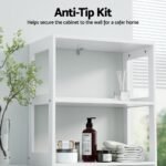 Artiss Bathroom Floor Storage Cabinet with 2 Drawers 3 Open Shelves 2 Doors White - Image 8