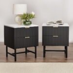 Artiss 2x Bedside Table 2 Drawers - Black - Image 7