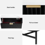 Artiss Coffee Table Drawer Storage Shelf Black - Image 6
