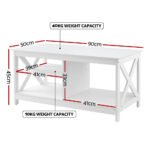 Artiss Coffee Table Storage Shelf White - Image 2