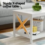 Artiss Coffee Table Storage Shelf White - Image 4