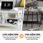 Artiss Coffee Table Storage Shelf White - Image 5