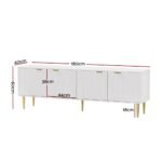 Artiss TV Cabinet Entertainment Unit Stand Storage 180CM White - Image 4