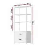 Artiss Bookshelf Display Shelf 2 Drawers 152CM White - Image 4