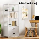Artiss Bookshelf Display Shelf 2 Drawers 152CM White - Image 6