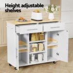 Artiss Kitchen Island Trolley Rolling Serving Cart Storage Drawer Cabinet 100cm White - Image 6
