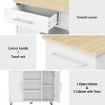 Artiss Kitchen Island Trolley Rolling Serving Cart Storage Drawer Cabinet 100cm White - Image 7