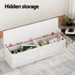 Artiss Storage Ottoman Blanket Box 140cm Fluted Grey - Image 5